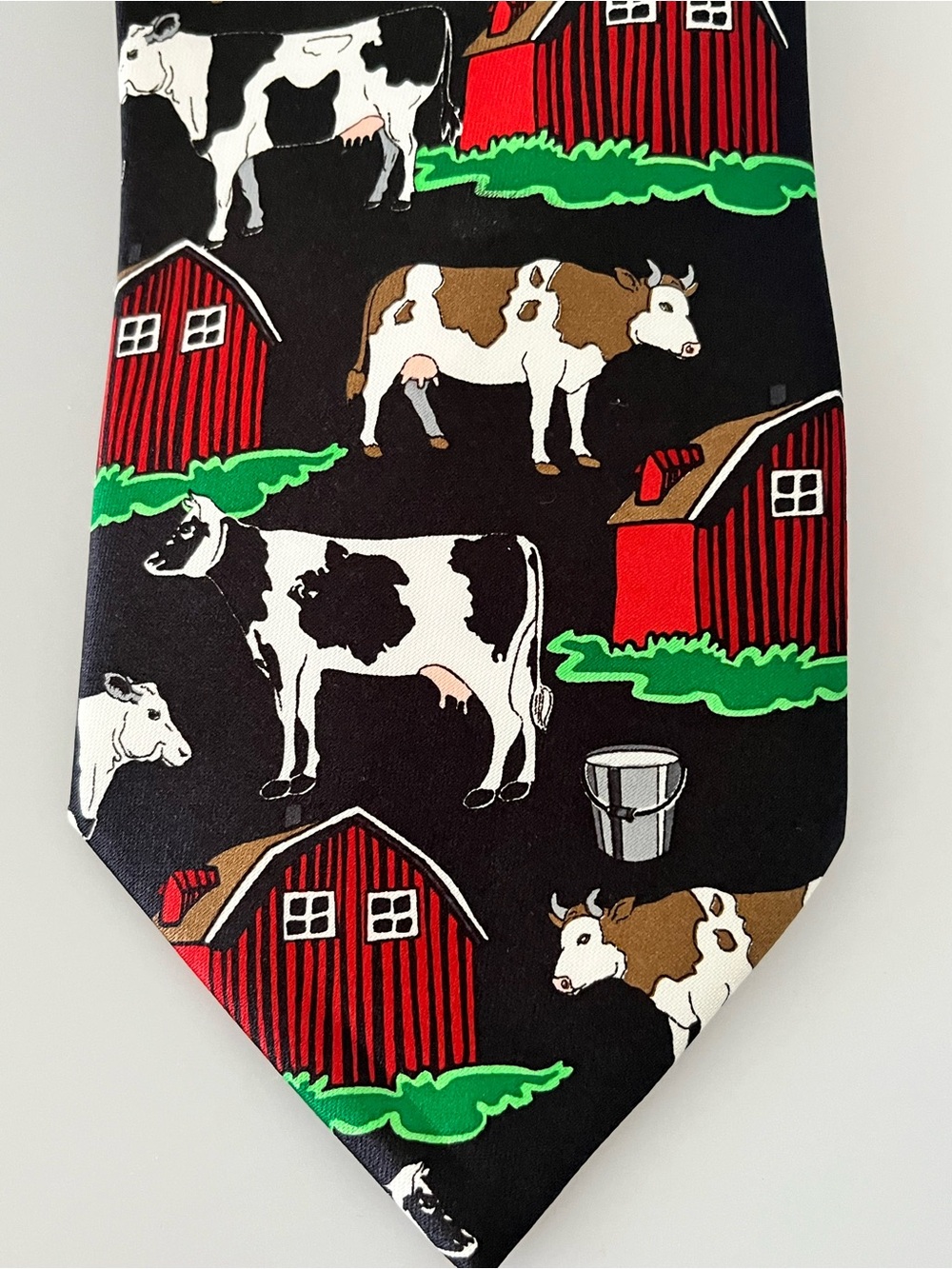 Vintage Ralph Marlin Cow Club Tie 2001 Novelty Cow Farm Barn Western Y2K